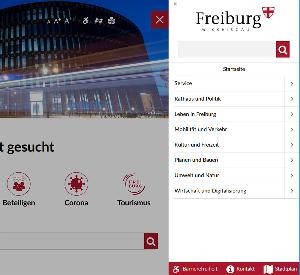Screenshot der Webseite mit Menü