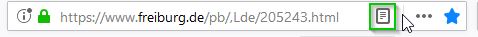 Screenshot der Browserleiste: So aktivieren Sie die Leseansicht im Firefox